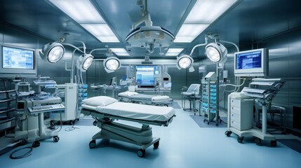 Operating theater with a focus on environmental controls for temperature and humidity. .