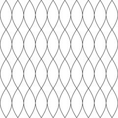 Naklejka premium Abstract background of smooth black lines on white. Ovals with sharp peaks. Isolated. Seamless pattern, background for paper, cover, fabric, textile, dishes, interior decor. 