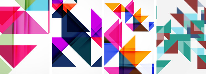 Set of abstract random triangle composition backgrounds. Vector illustration for for wallpaper, business card, cover, poster, banner, brochure, header, website