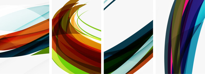 Colorful wave lines poster set for wallpaper, business card, cover, poster, banner, brochure, header, website