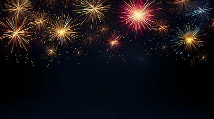 Fototapeta premium Beautiful fireworks background at night for holiday decoration