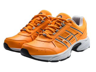 Orange Running Sport Shoes Isolated on Transparent Background. Cross Training Footwear