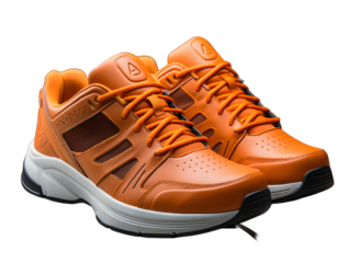 Orange Running Sport Shoes Isolated on Transparent Background. Cross Training Footwear