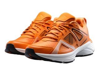 Orange Running Sport Shoes Isolated on Transparent Background. Cross Training Footwear