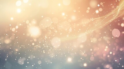 Shaped colorful light peach and golden bokeh, blurred festive background