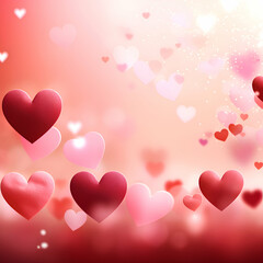 Valentine's day background with hearts and bokeh lights