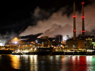 Fototapeta premium Factory. Fabric. Steel. View. Night