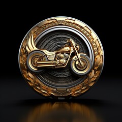 Metal bikers symbol, great for 3D breastpin Models. generative AI