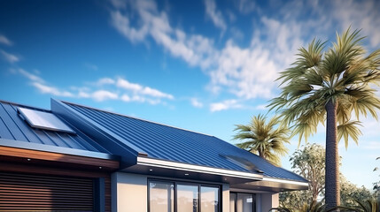 beautiful view of modern house on Australian style on blue sky