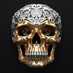 Metal skull head symbol, great for 3D Printed Models. generative AI - obrazy, fototapety, plakaty