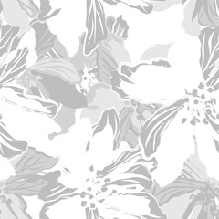 Fototapeta na wymiar Monochrome Abstract Floral Seamless Pattern Design