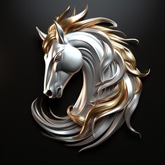 Metal unicorn symbol, great for 3D Printed Models. generative AI - obrazy, fototapety, plakaty