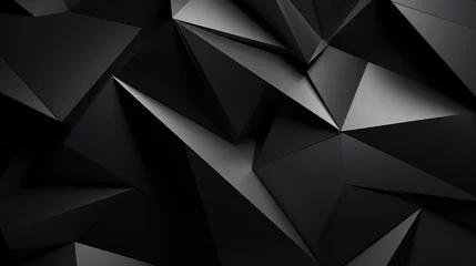 Fotobehang sleek black and white abstract polygonal surface texture. perfect for luxurious branding and creative projects © StraSyP BG
