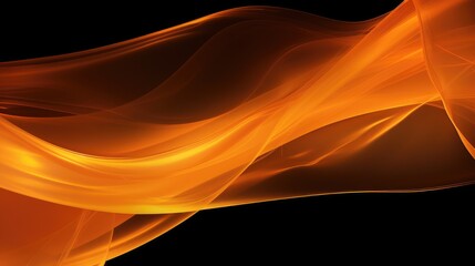 ethereal translucent orange overlays with fluid motion, isolated black background. ideal for contemporary art and graphic design projects