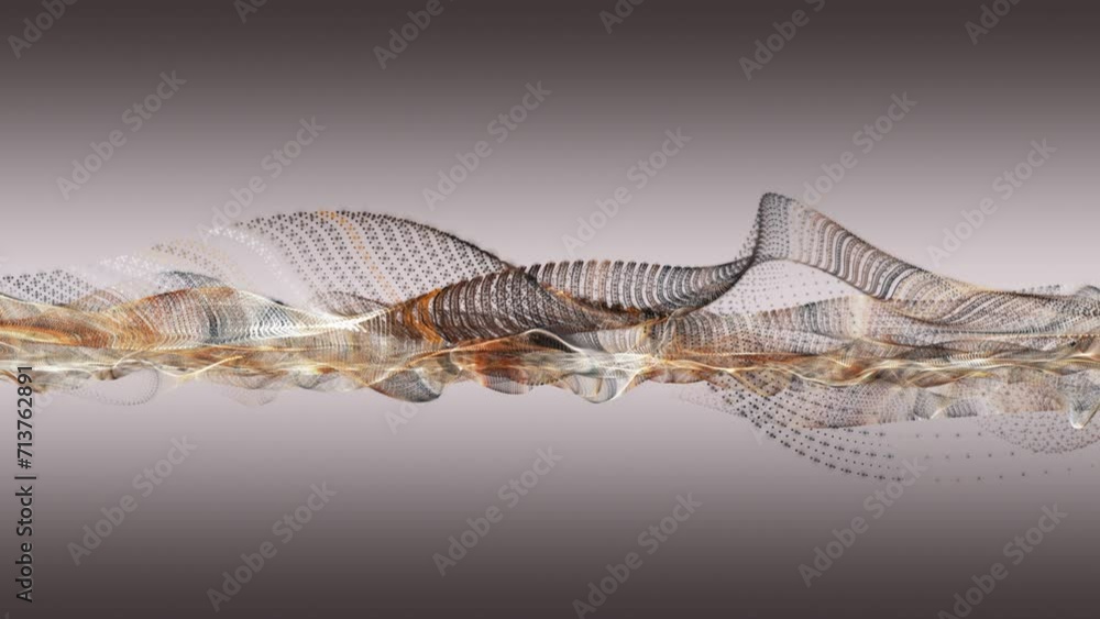 Aufkleber fantastic video animation with particle wave object in slow motion and space for text, 4096x2304 loo