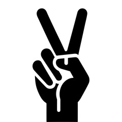 minimal Victory Hand Gesture Vector silhouette, black color silhouette, white background