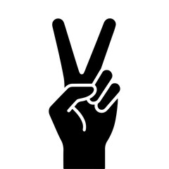 minimal Victory Hand Gesture Vector silhouette, black color silhouette, white background