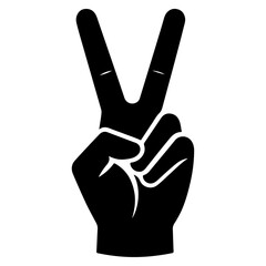 minimal Victory Hand Gesture Vector silhouette, black color silhouette, white background