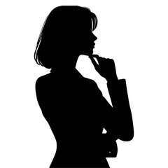 woman in suit thinking Sitting on the chair pose vector silhouette