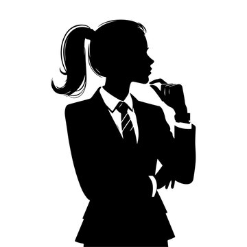 recommend clip art: woman in suit thinking Sitting on the chair pose vector silhouette