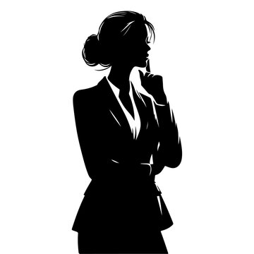 recommend clip art: woman in suit thinking Sitting on the chair pose vector silhouette