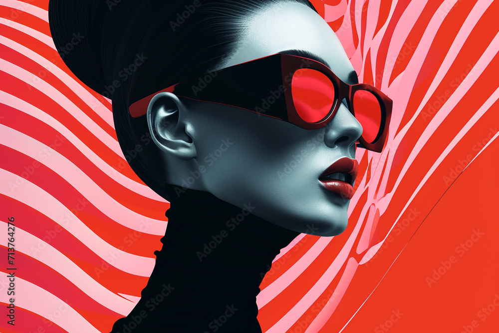 Wall mural 3D portrait of a high fashion woman	