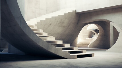 abstract architecture space concrete sculpture 3d rendering - obrazy, fototapety, plakaty