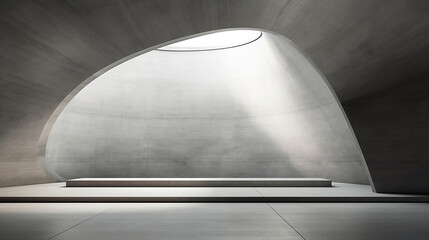 abstract architecture space interior with concrete wall in sunlight 3d rendering