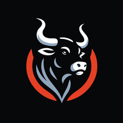 Elegance drawing art buffalo cow ox bull head logo design inspiration