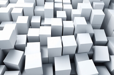 photophone white cubes at different levels, three-dimensional image