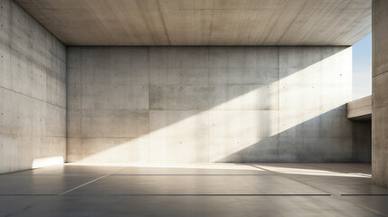 abstract of concrete space interior with sunlight cast the shadow 3D render
