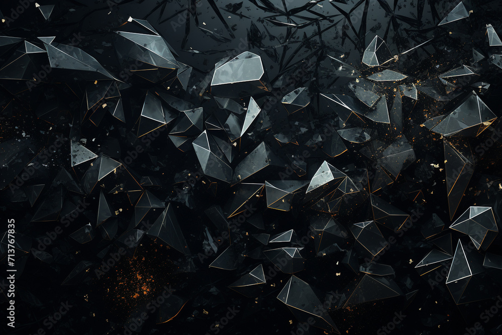Wall mural graphic resources. abstract and futuristic black background with copy space. broken and explode blac