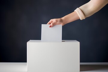 woman inserts election ballot into ballot box