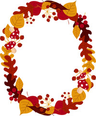 Autumn Leaf,Mushroom, and Berry Frame
