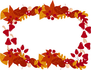 Autumn Leaf,Mushroom, and Berry Frame