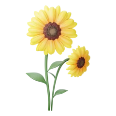 Stof per meter Illustration with 3d sunflower isolated on transparent background. Realistic vector illustration with yellow flower for decoration. © Hasibul