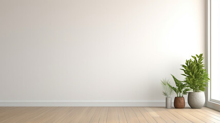 view of white empty room and wood laminate floor frame