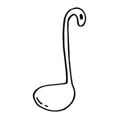 Black and white vector illustration of ladle. Doodle style