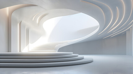 Abstract Sculpture with Stairway and Light