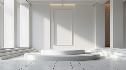 Minimalist White Room with Circular Pillar