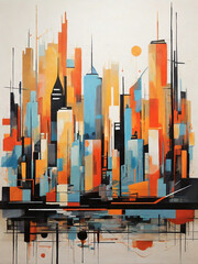 city skyline watercolor for wall art