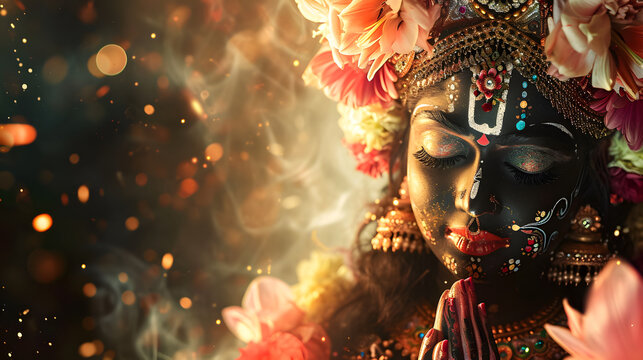 Head shot of Hindu Kali goddess statue