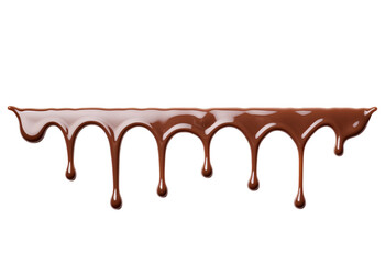 melted Dripping chocolate. Melt drip isolated on transparent or white background, PNG, natural horizontal  choco melt boarder - obrazy, fototapety, plakaty