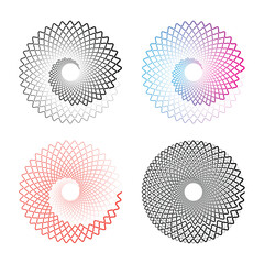 Concentric radial circles. Radiating, circular spiral, vortex circular lines.