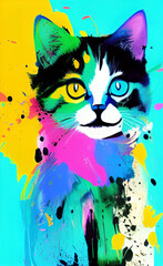 Cat Water Color Splash Art made by AI tools