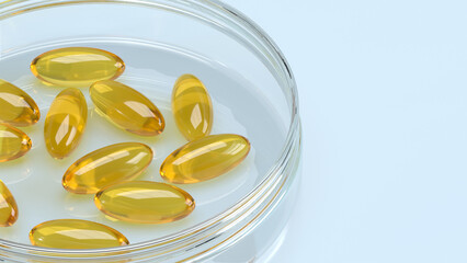 The oil pill for vitamin or healthy concept 3d rendering.