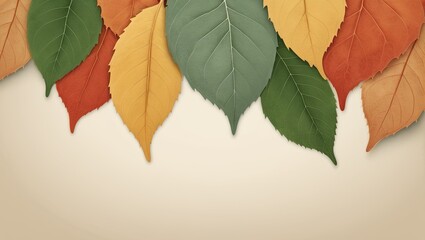 Naklejka na ściany i meble Leaf background in Aesthetic minimalism style. Soft pastel, neutral colors and beige elements for social media.