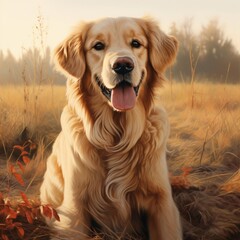 Nice golden retrievers dog image Generative AI