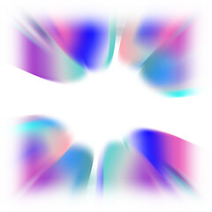 An abstract cut out transparent iridescent color streak blur design element.
