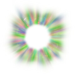 An abstract cut out transparent iridescent color streak blur design element.